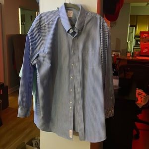 Brooks Brothers pin striped button up, long sleeve dress shirt.